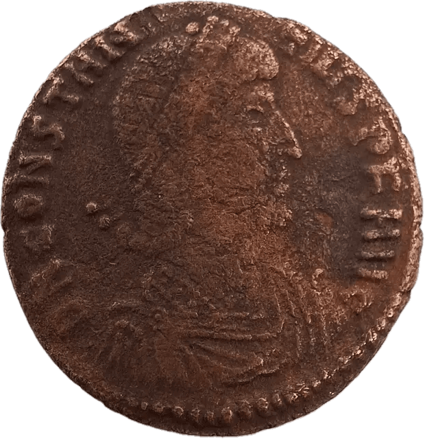 Anverso da moeda TH-N-0025 — Constâncio II. Maiorina FEL TEMP REPARATIO. Constantinopla, 348 a 351 d.C. RIC VIII 82